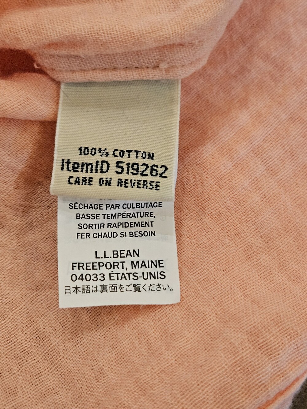 L.L.Bean Women's Large Gauze Cotton Tunic Top Peach Pink Short Sleeve - Picture 7 of 10